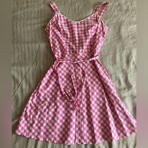 Retro vintage dress - pink/white gingham - Size S